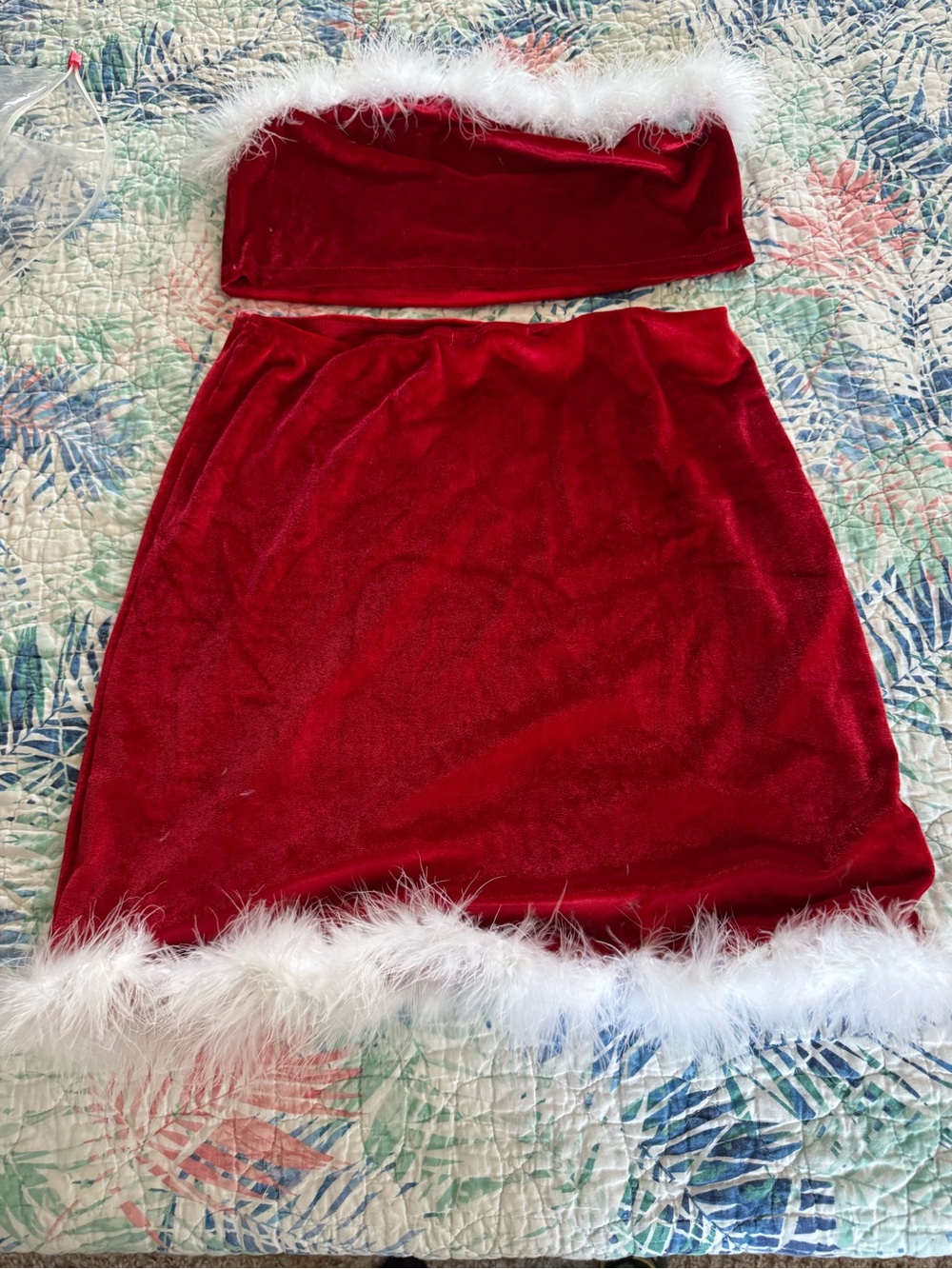Sexy Mrs Claus Santa Costume Red Velvet Fur 2 Piece Set